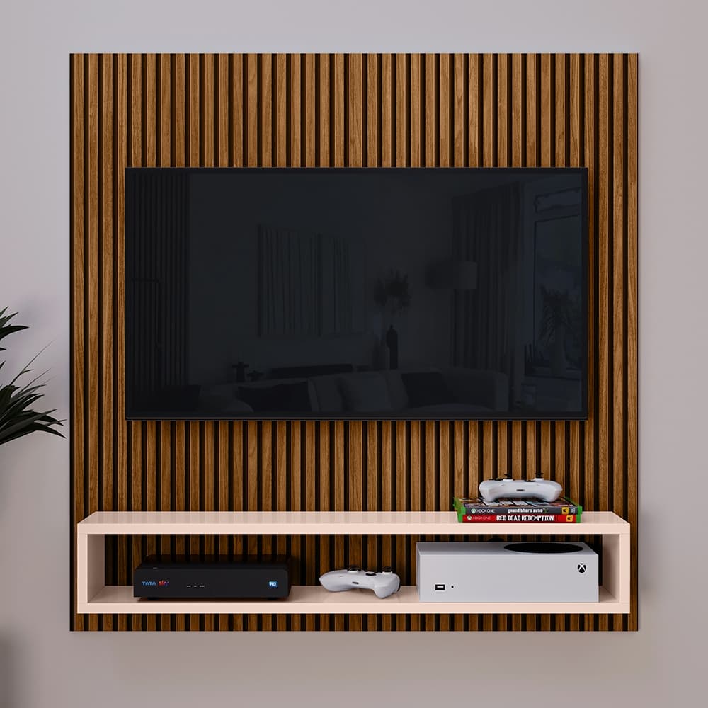 Painel START Para TV Até 32 Polegadas Quarto Sala Apartamento Painel Prateleira e Nicho Cor Off White