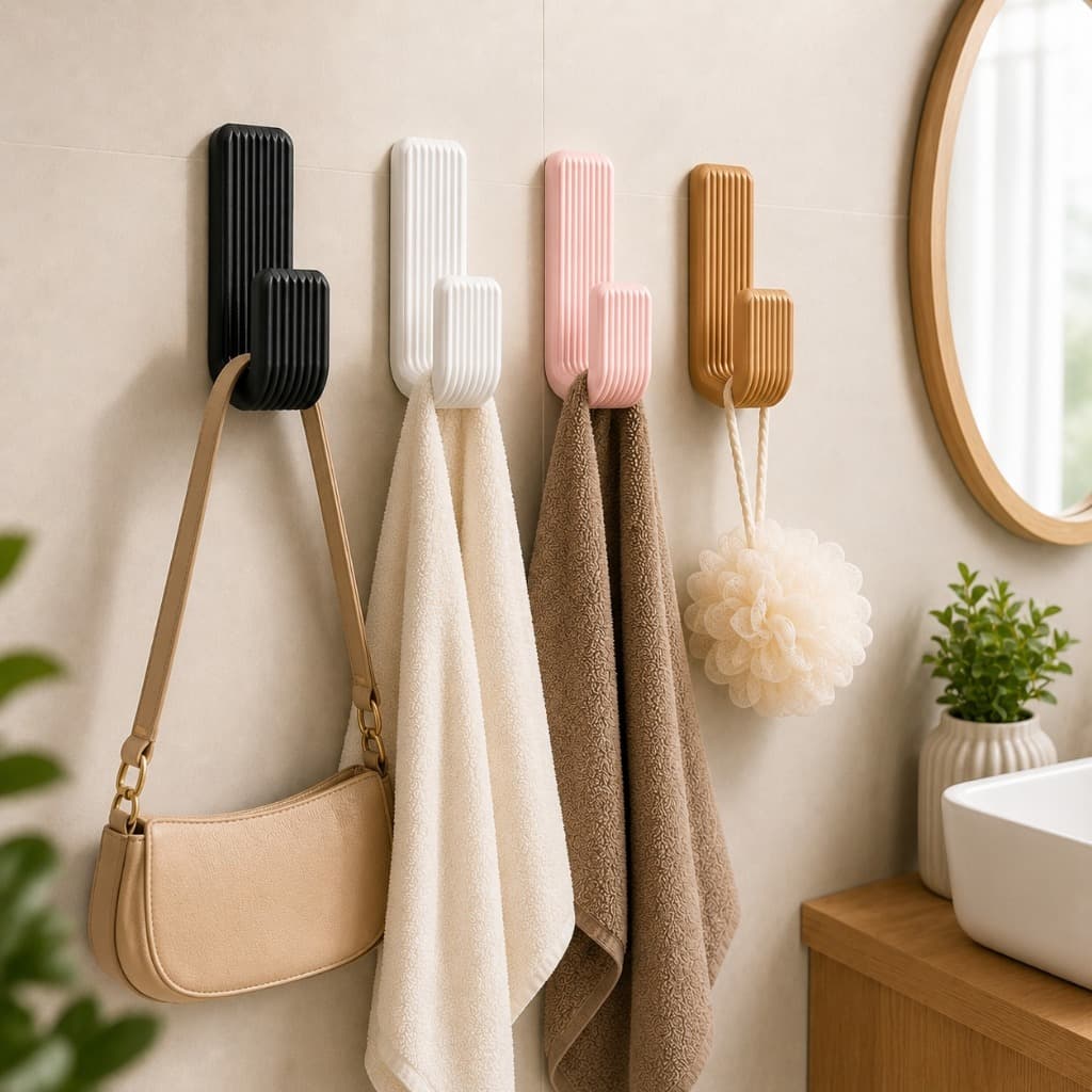 Gancho Suporte Parede Adesivo Dupla Face Reforçado Sem Furo Para Toalha Bolsa Roupa Banheiro Multius