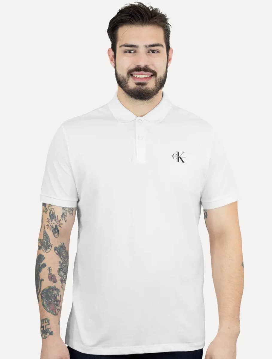 Polo Calvin Klein Jeans Piquet Regular Light Re Issue Branca