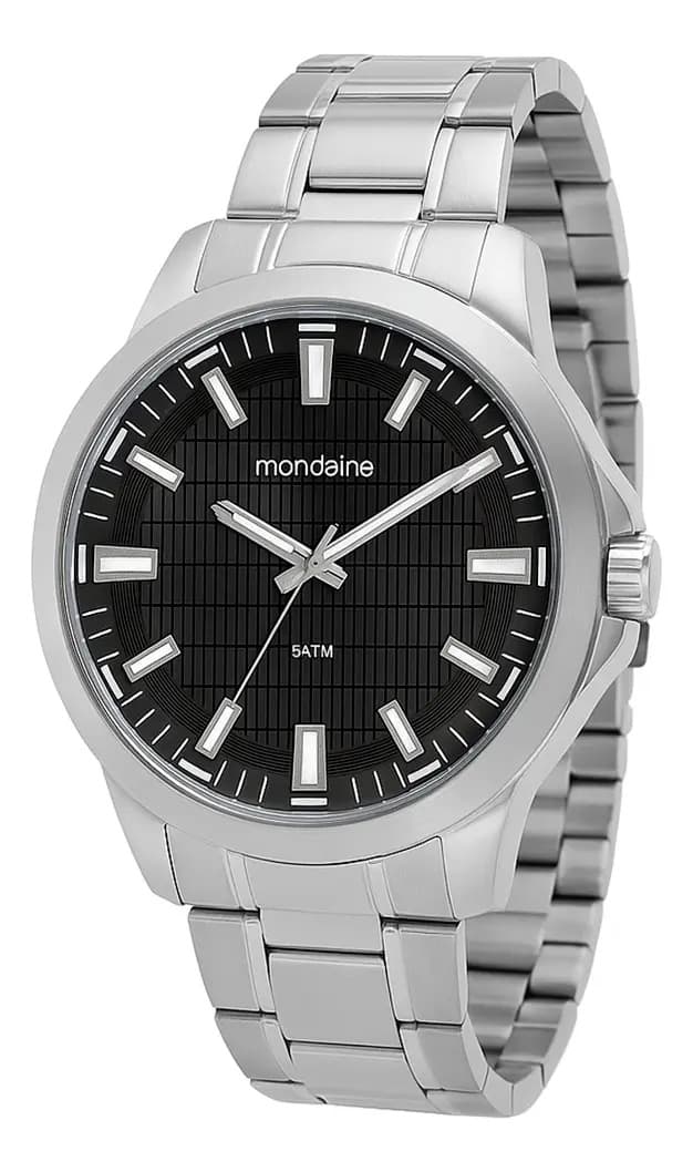 Relógio de pulso Mondaine 99784G0MVNE1 com corria de aço inoxidável cor prateado - fondo preto