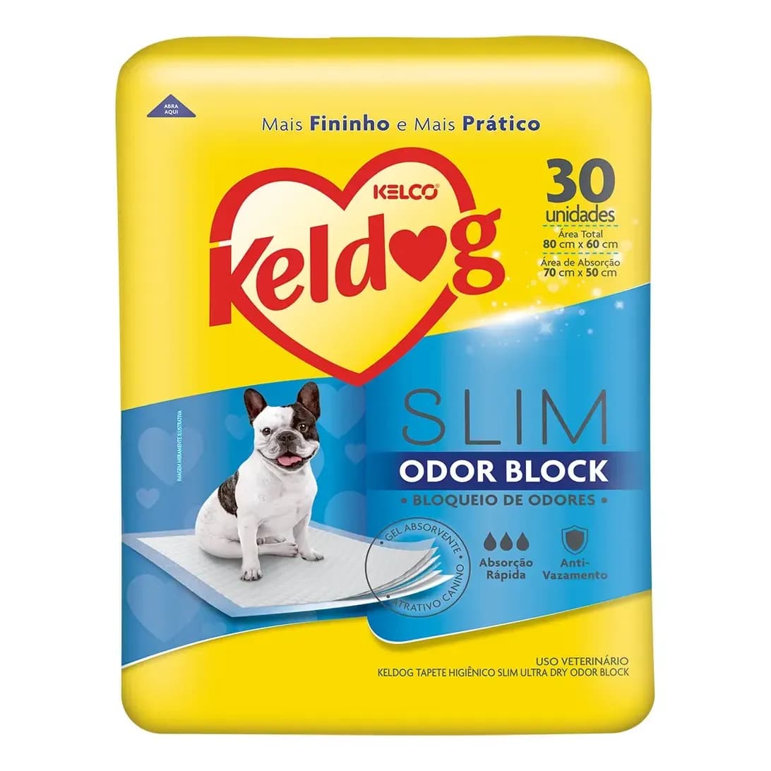 Tapete Higiênico Keldog Odor Block Slim para Cães 80x60 cm com 30 Unidades