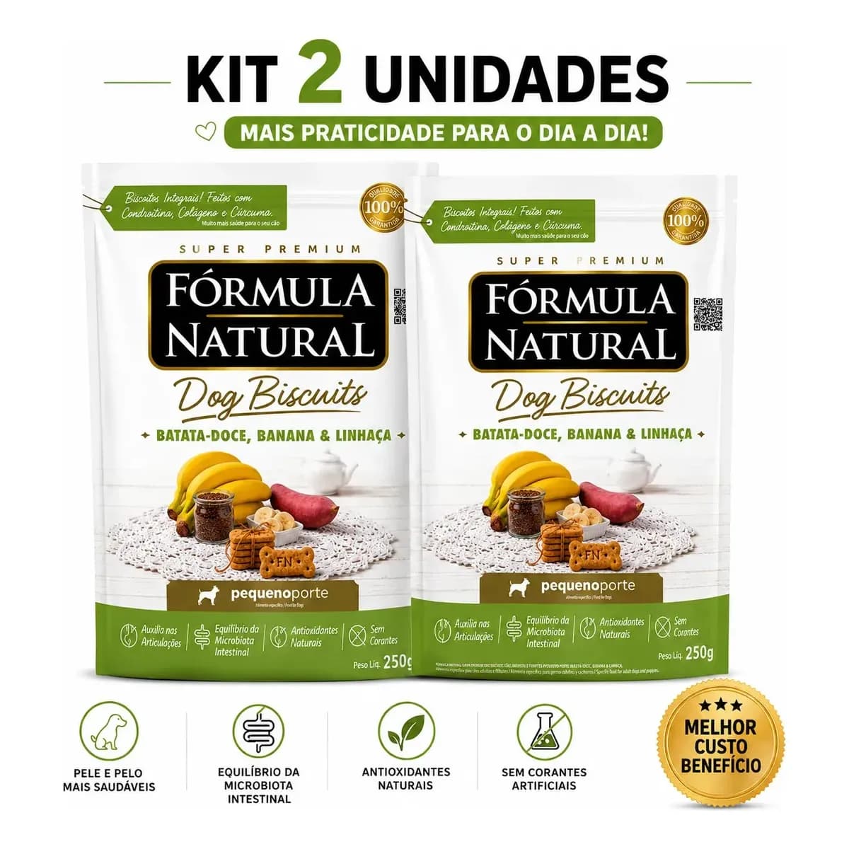Kit 2 Biscoito Natural Cães Fórmula Natural Pequeno Porte 250g Batata Doce