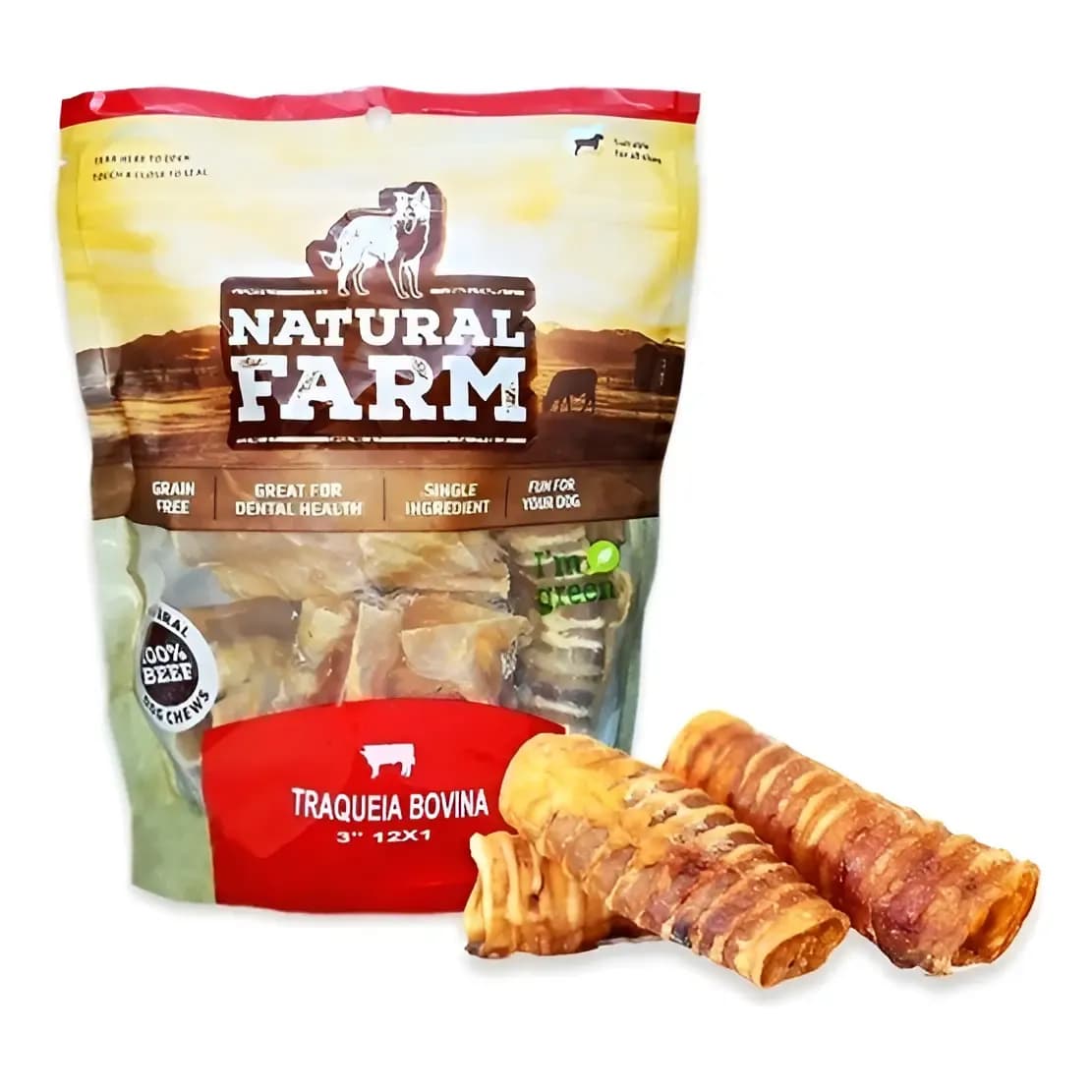 Pacote 12 Unidades Traqueia Bovina Natural Petisco Cachorro Traqueia 3 Polegadas