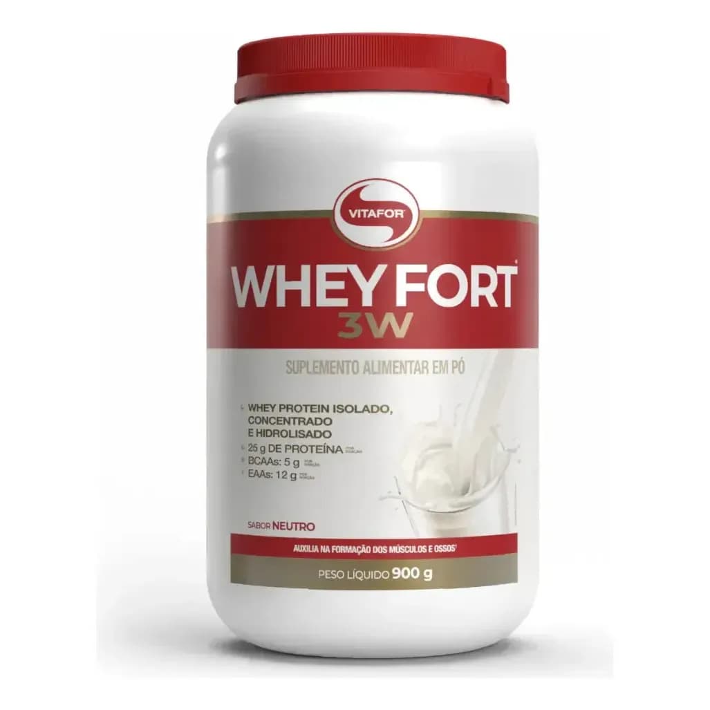 Whey protein Vitafor Fort 3W 900g em pó Sem sabor x 900g