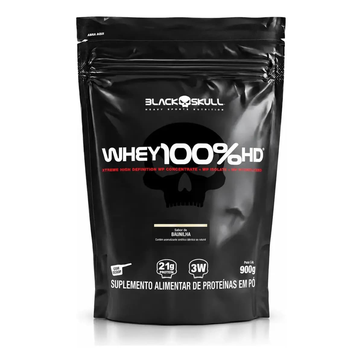 Proteína Black Skull Whey 100% HD em pó sabor Baunilha x 900g