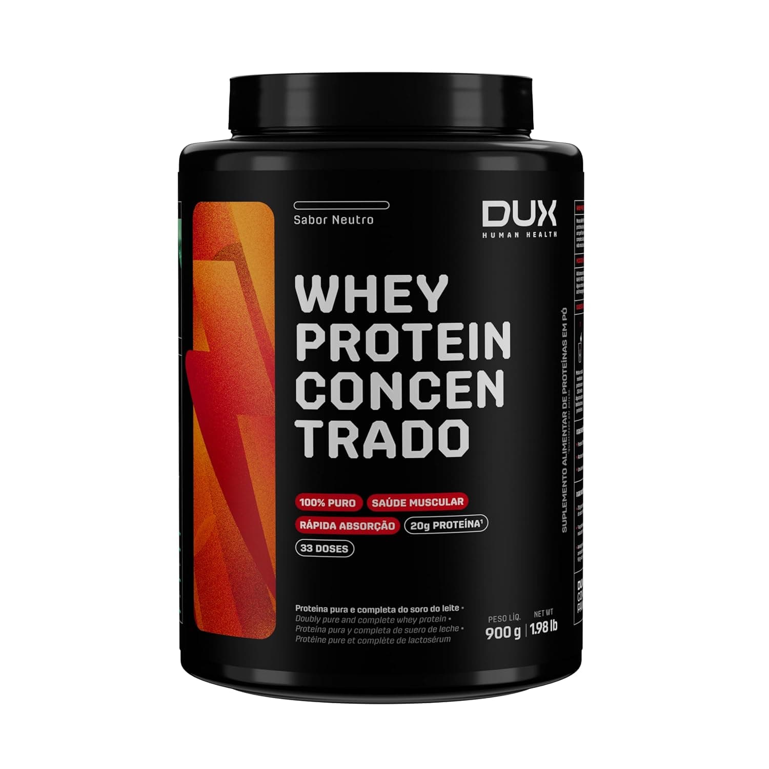 DUX HUMAN HEALTH Whey Protein Concentrado 900g Sem Sabor – Versátil para Receitas e Shakes