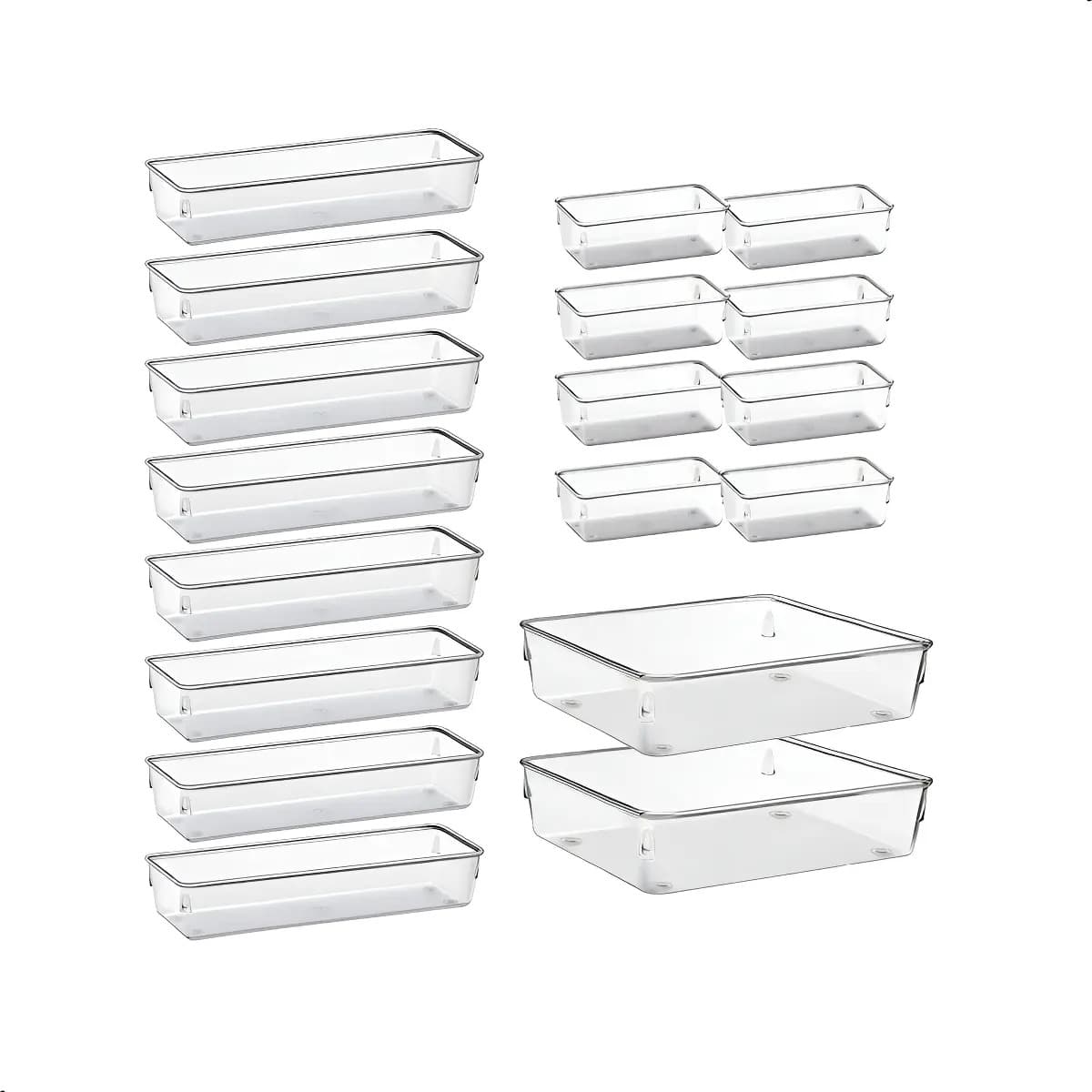 Kit 18 Organizadores Retangulares Acrilico Rebirth