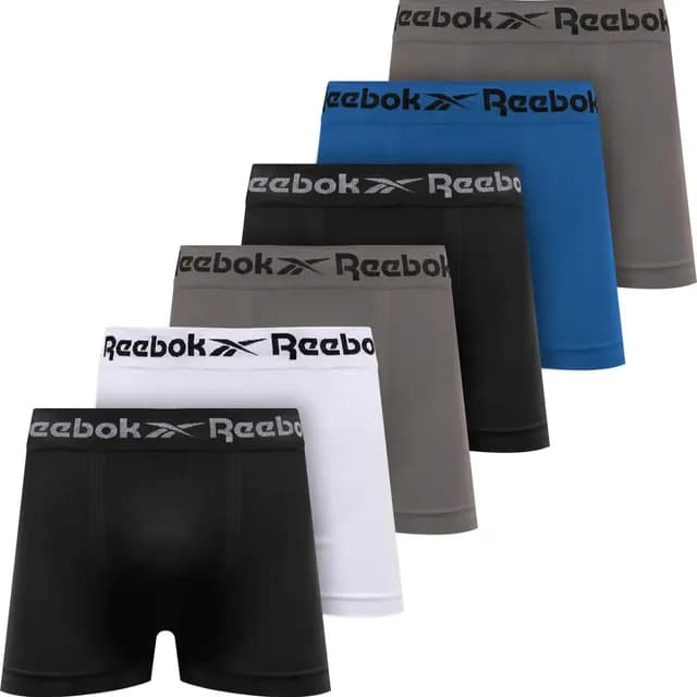 Kit 6 Cuecas Boxer Reebok Microfibra Sem Costura Original