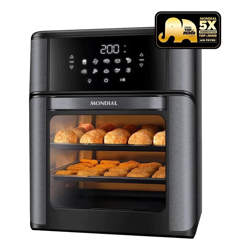 Fritadeira Elétrica AFON-12L-BG Forno Oven 12 Litros Preto Mondial