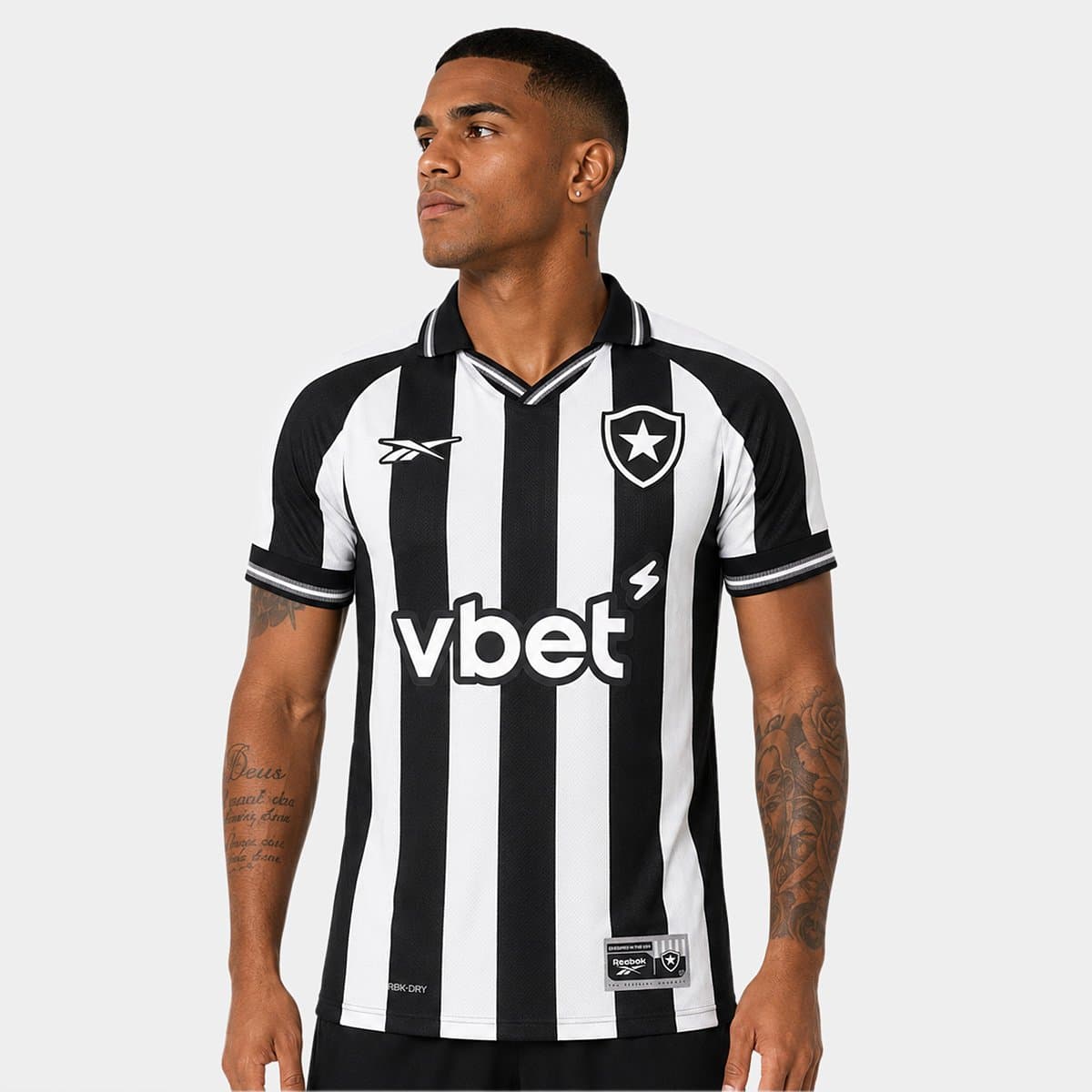 Camisa Botafogo I 2526 Sn Torcedor Reebok Masculina Branco preto