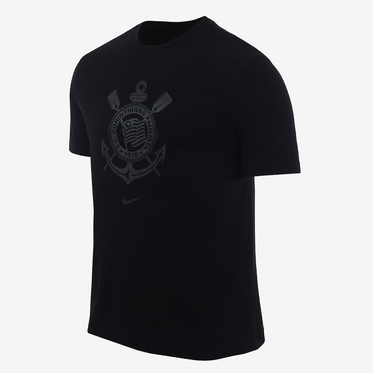Camiseta Nike Corinthians Escudo Masculina Preto branco